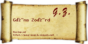 Güns Zoárd névjegykártya